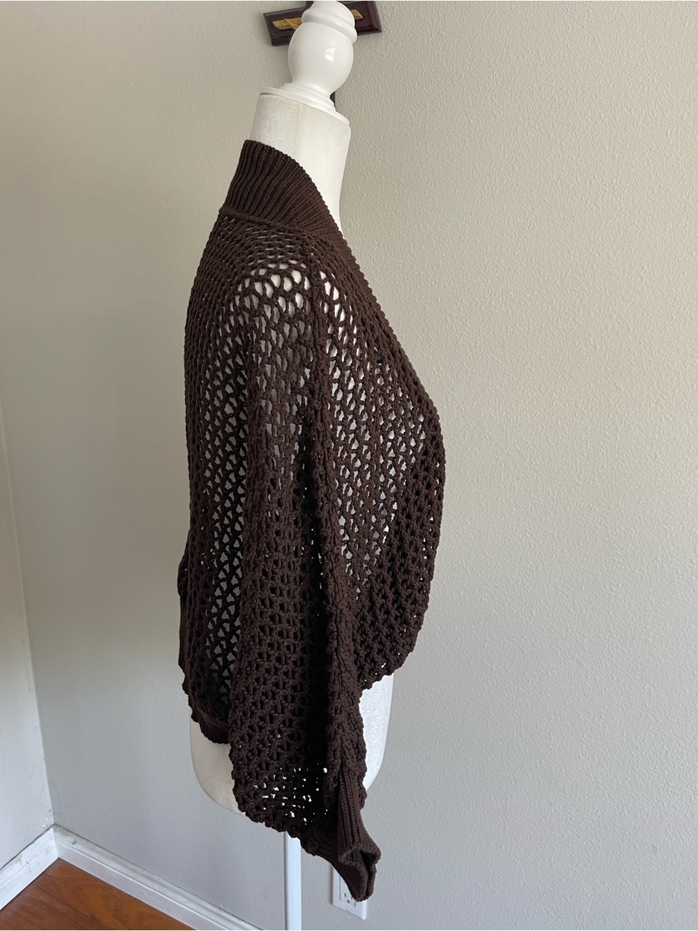 American Rag Brown Open Crochet Shrug Cardigan - Picture 3 of 5